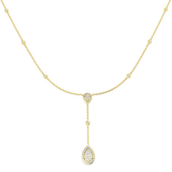 0.42ct SI2/G Round cut Natural Diamond Cluster Necklace in 18k Yellow Gold