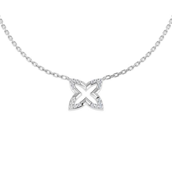 0.10ct SI2/G Round cut Natural Diamond Butterfly Necklace in 18k White Gold