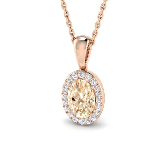 0.88ct SI2/G Round cut Morganite Gemstone Pendant in 18k Rose Gold