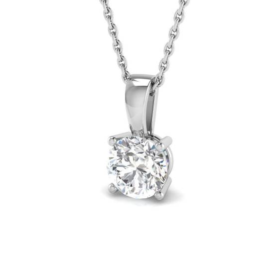 0.40ct SI2/F Round cut Natural Diamond Solitaire Pendant in 18k White Gold