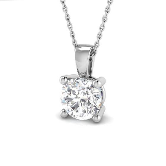 0.65ct SI1/G Round cut Natural Diamond Solitaire Pendant in 18k White Gold