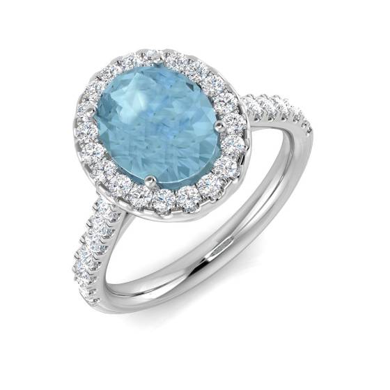 2.30ct SI2/G Oval cut Aquamarine Gemstone Ring in 9k White Gold