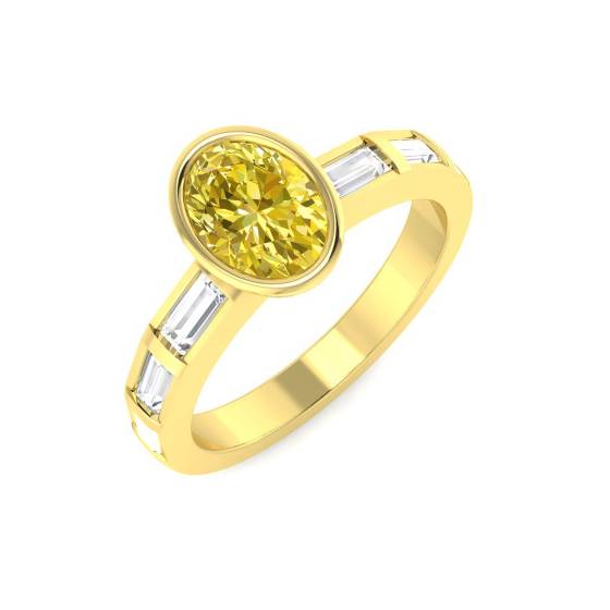 1.24ct SI2/G Oval cut Yellow Diamond Engagement Ring in 18k Yellow Gold