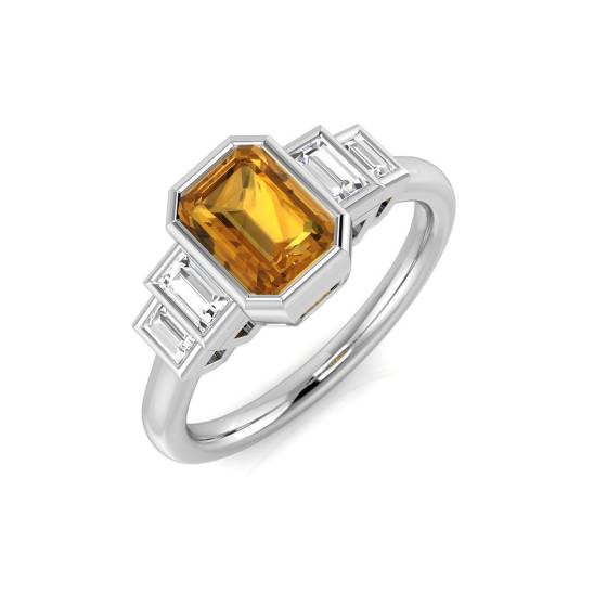 1.24ct SI2/G Emerald cut Morganite Gemstone Ring in Platinum