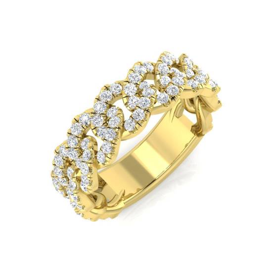 0.82ct SI2/G Round cut Natural Diamond Half Eternity Ring in 9k Yellow Gold