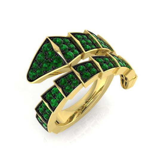 1.20ct SI2/G Round cut Green Natural Diamond Designer Ring in 9k Yellow Gold