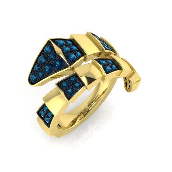 0.77ct SI2/G Round cut Natural Diamond Designer Ring in 18k Yellow Gold