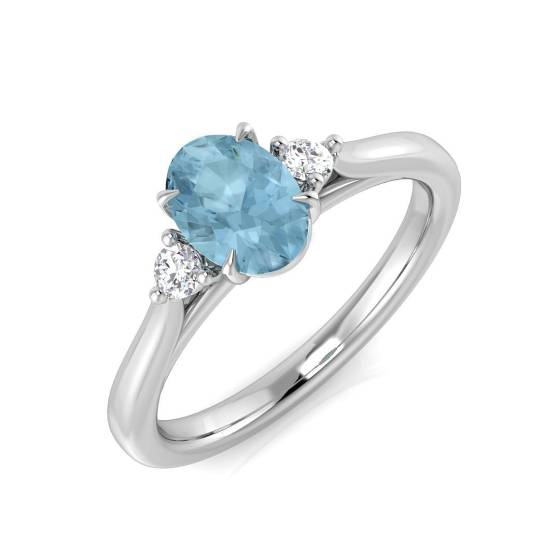 0.90ct SI2/G Oval cut Aquamarine Gemstone Ring in Platinum