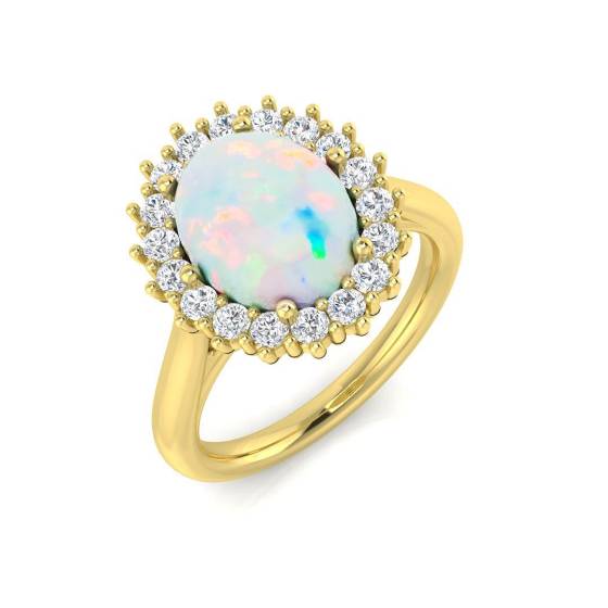 2.02ct SI2/G Oval cut Opal Gemstone Ring in 9k Yellow Gold