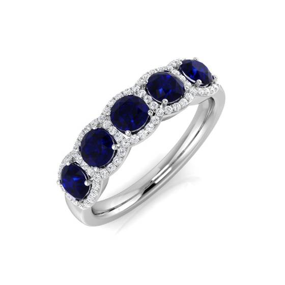 1.40ct SI2/G Round cut Blue Sapphire Ring in Platinum