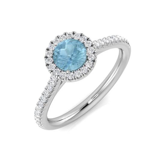 0.62ct SI2/G Round cut Aquamarine Gemstone Ring in 9k White Gold