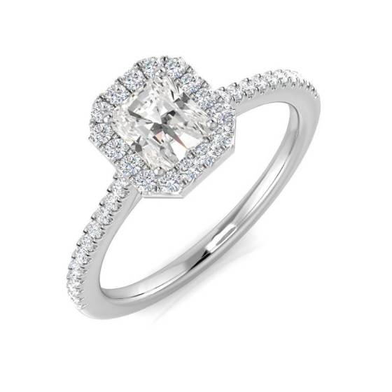 0.61ct SI1/G Radiant cut Natural Diamond Engagement Ring in Platinum