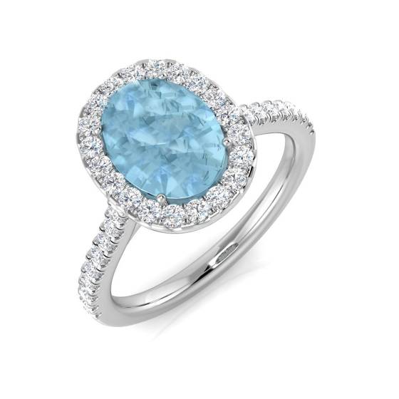 1.97ct SI2/G Oval cut Aquamarine Gemstone Ring in Platinum