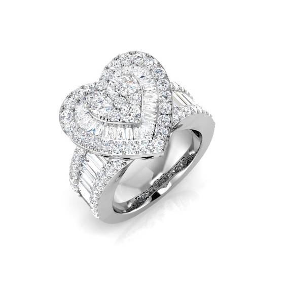 2.68ct SI2/G Round cut Natural Diamond Designer Ring in 9k White Gold