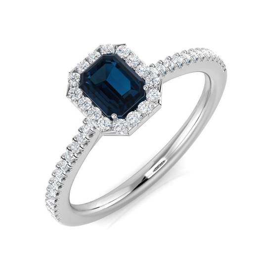 0.68ct SI1/G Radiant cut Multi Sapphire Gemstone Ring in Platinum