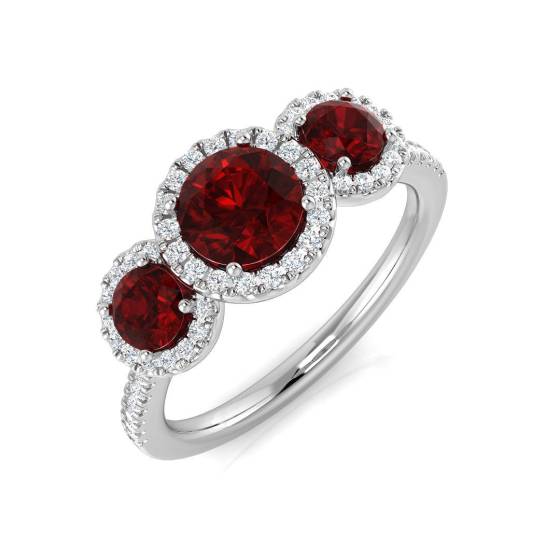 1.70ct SI2/G Round cut Ruby Gemstone Ring in Platinum