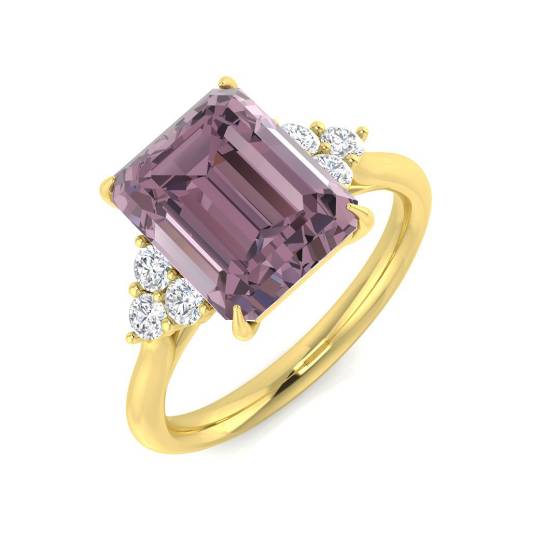 3.22ct I1/G Emerald cut Amethyist Gemstone Ring in 9k Yellow Gold