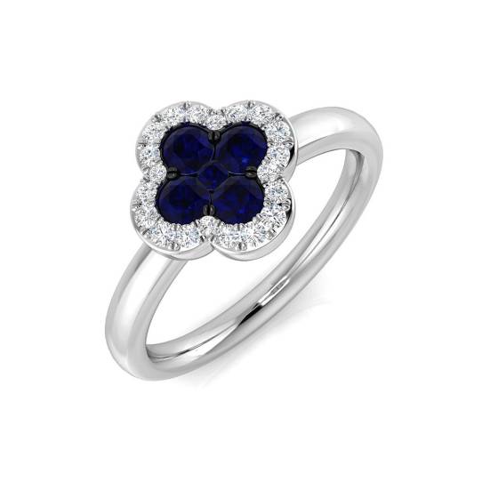 0.61ct SI2/G Round cut Blue Sapphire Gemstone Ring in Platinum