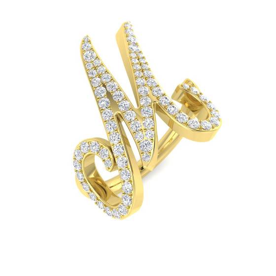 0.72ct SI2/G Round cut Natural Diamond Designer Ring in 9k Yellow Gold