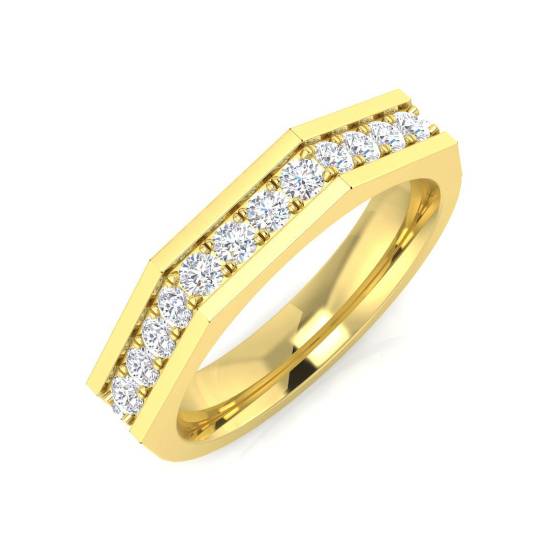 0.43ct SI2/G Round cut Natural Diamond Designer Ring in 9k Yellow Gold