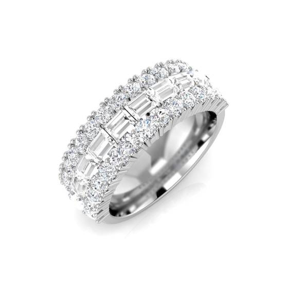 2.25ct SI1/G Baguette cut Natural Diamond Designer Ring in 9k White Gold