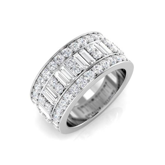 1.88ct SI1/G Baguette cut Natural Diamond Designer Ring in 9k White Gold