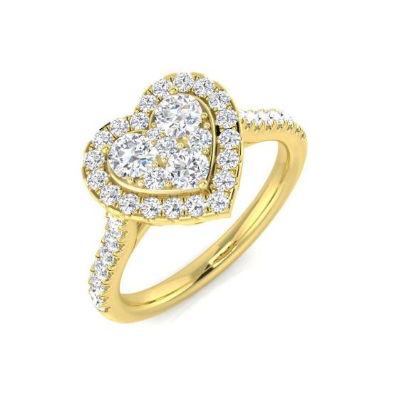 0.74ct SI2/G Round cut Natural Diamond Cluster Ring in 9k Yellow Gold