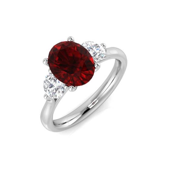 2.87ct SI1/G Oval cut Ruby Gemstone Ring in Platinum