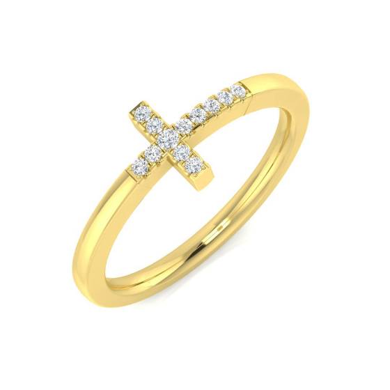 0.06ct VS/F Round cut Lab Grown Diamond Designer Ring in 9k Yellow Gold