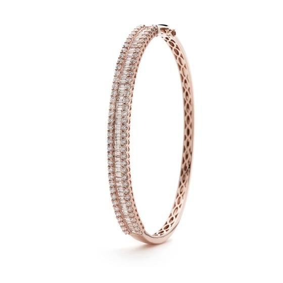 3.50ct VS/F-G Baguette and Round Fancy Bangle