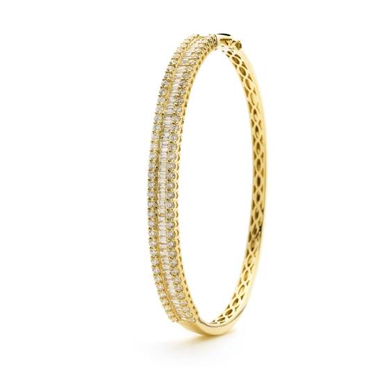 3.50ct VS/F-G Baguette and Round Fancy Bangle