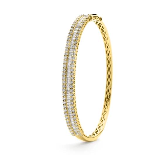 3.50ct VS/F-G Baguette and Round Fancy Bangle