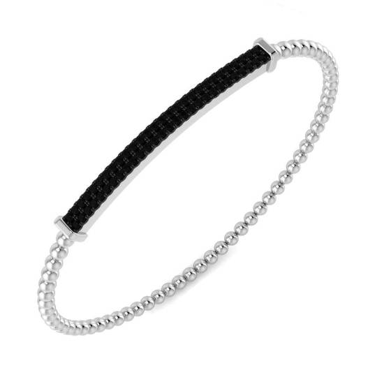 0.48ct SI1/G Round cut Natural Fancy Black Pave Bangle in 18k White Gold