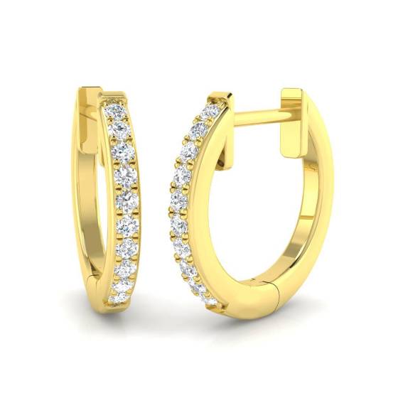 0.10ct SI1/G Round cut Natural Diamond Hoop Earrings in 18k Yellow Gold