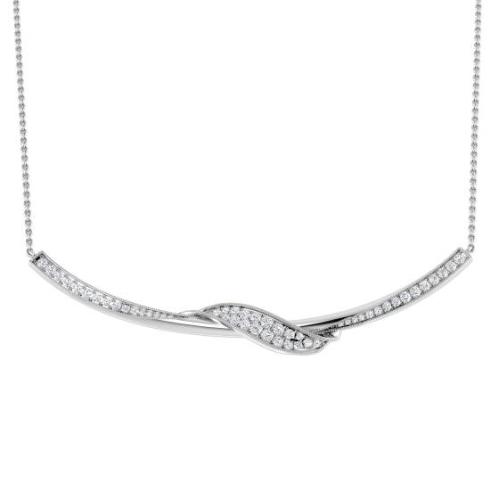 0.39ct SI1/G Round cut Natural Diamond Vintage Necklace in 18k White Gold