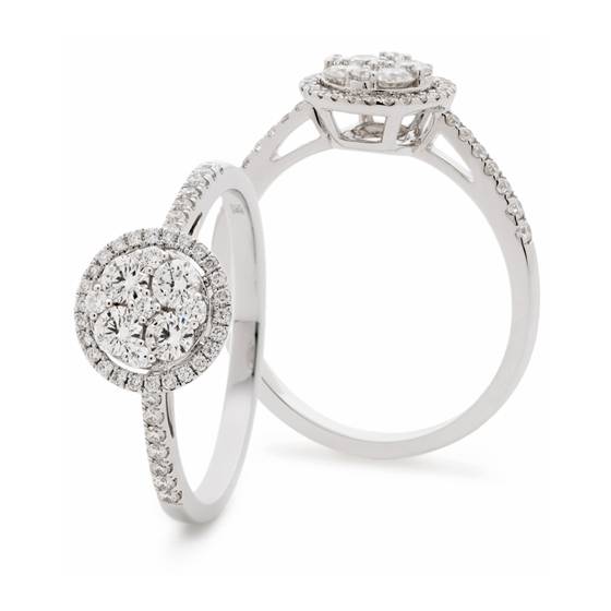 0.50ct VS/E-F Round Cluster Natural Diamond Ring