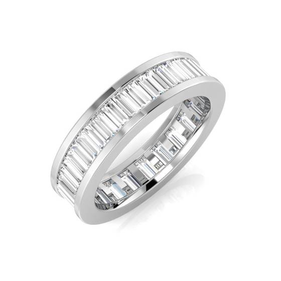 1.81ct SI1/G Baguette cut Natural Diamond Full Eternity Ring in 18k White Gold
