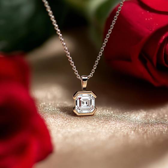 Asscher Diamond Solitaire Pendant