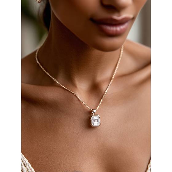 Asscher Diamond Solitaire Pendant
