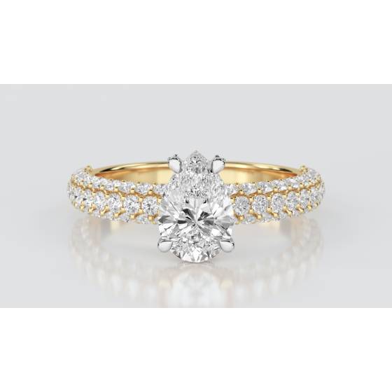 1.10ct SI1/G Pear Natural Diamond Shoulder Set Ring