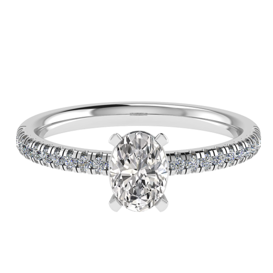 1.20ct I1/E Oval Natural Diamond Shoulder Set Ring