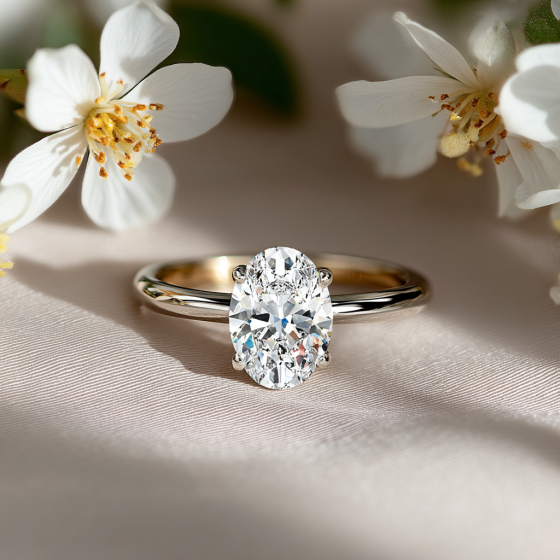 Oval Diamond Hidden Halo Ring