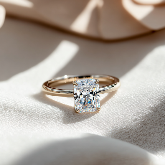 Radiant Diamond Hidden Halo Ring