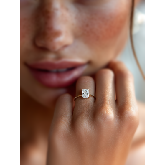 Radiant Diamond Hidden Halo Ring