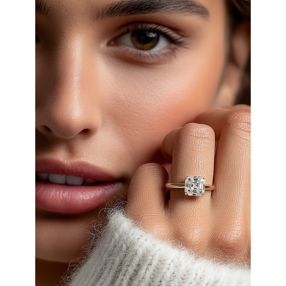 Asscher Diamond Hidden Halo Ring
