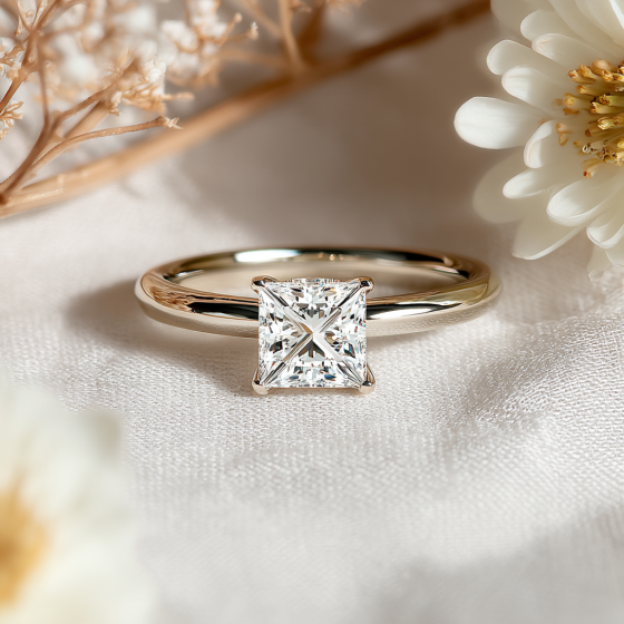 Princess Cut Hidden Halo Ring