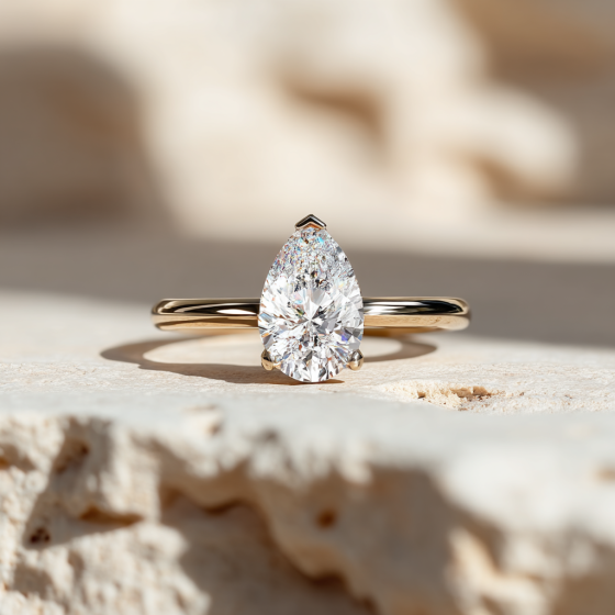 Pear Diamond Hidden Halo Ring