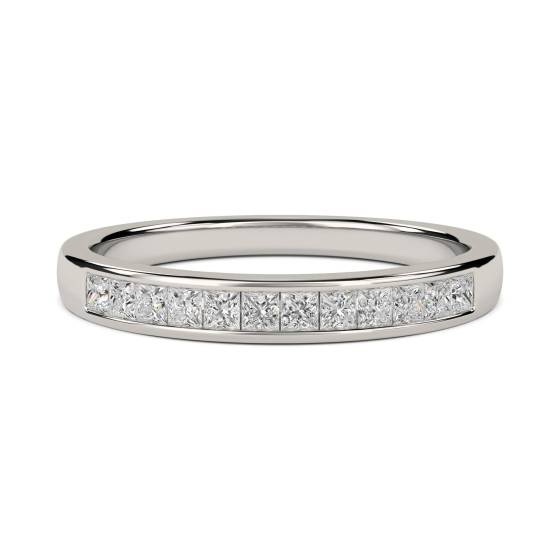 0.25ct VS/E-F Princess cut Natural Diamonds Half Channel Eternity Ring