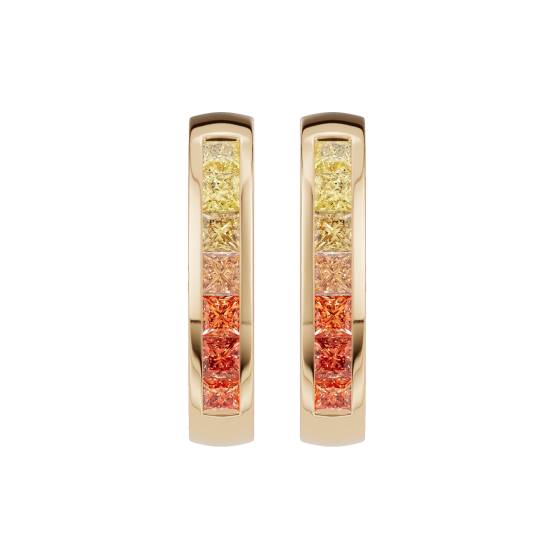 1.14ct Fancy Yellow Princess Cut Horizon Gemstone Hoop Earrings