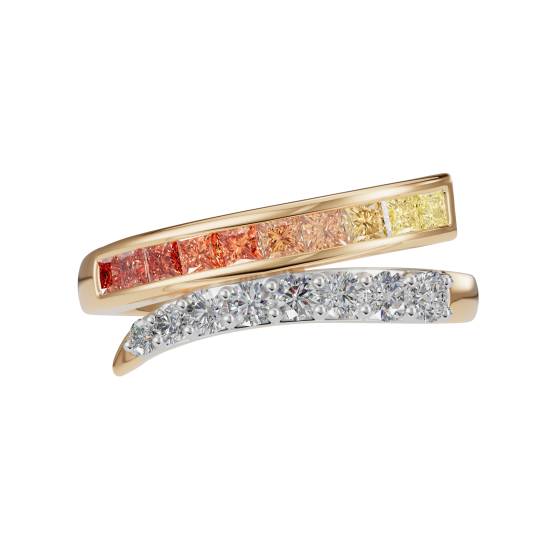 0.97ct VS/E-F Princess Cut Natural Diamond Horizon Gemstone Wrap Around Ring